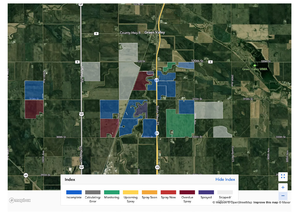 Fungicide timing - dashboard map view Fungicide timing - dashboard map view
