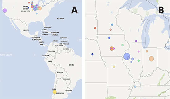 Locations in the US and Chile and more specifically in the Midwest US where trials were conducted between 2011 and 2023 Locations in the US and Chile and more specifically in the Midwest US where trials were conducted between 2011 and 2023